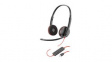 209749-201 USB-C Headset, Blackwire 3200, Stereo, On-Ear, 20kHz, USB, Black / Red