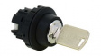 CW1K-3A Keylock Switch Actuator, 3 Positions, Plastic, Black / Metallic, Latching Functi