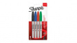 1985858 Marker Pen, Black/Blue/Green/Red, Permanent, Fine, 4pcs