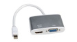 12.03.3161 Adapter, Mini DisplayPort Plug - HDMI Socket/VGA 15-pin Socket