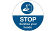 306894 Sanitise Your Hands, Floor Sign, English, White on Blue, Polyester, Mandatory Ac