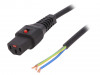 IEC-PC1026, Cable; IEC C13 female,wires; 4m; with IEC LOCK locking; black, IEC LOCK