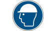 819911 ISO Safety Sign - Wear Head Protection, Round, White on Blue, Polyester, 1pcs