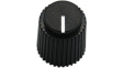 RND 210-00294 Plastic Round Knob with Aluminium Cap, black, 6.4 mm