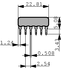 4609X-101-122LF, Резисторная сборка, SIL 1.2 kΩ ± 2 %, Bourns