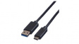 11.44.9011 Cable Green USB-A Plug - USB-C Plug 1m USB 3.0 Black