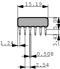 4606X-102-103LF, Резисторная сборка, SIL 10 kΩ ± 2 %, Bourns