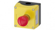3SU1801-0NE00-4AB2  Emergency Stop Switch Assembly, 2NC + 1NO, Red / Yellow, 10 A, 500 V, Spring Ter