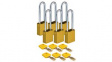 150345 [6 шт] SafeKey Padlock with Steel Shackle, Keyed Different, Aluminium, Yellow, Pack of