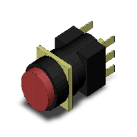 A165L-TRM-24D-2, Кнопка А16 в сборе, подсвечиваемая, IP66 +маслостойкость, красная, круглая, Omron