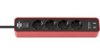 1153240076 Outlet Strip 4x Type F (CEE 7/3)/USB - Type F (CEE 7/4) Black / Red 1.5m