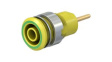23.3010-20 Laboratory Socket, diam. 4mm, Green / Yellow, 24A, 1kV, Gold-Plated
