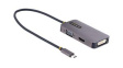 118-USBC-HDMI-VGADVI Multi-Port Adapter, USB-C Plug - HDMI Socket / DVI Socket / VGA Socket, Silver
