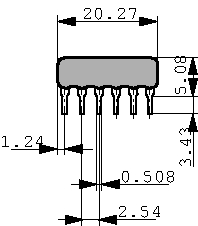 4608X-102-222LF, Резисторная сборка, SIL 2.2 kΩ ± 2 %, Bourns