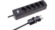 114968 Outlet strip with switch & clip-clap, 5xJ (T13), Black