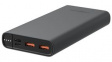 1700-0114 Powerbank, 3A, 15Ah, USB-C/2x USB-A Socket, Black