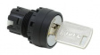YW1K-33D Keylock Switch Actuator, 3 Positions, Plastic, Black / Metallic, Spring Return T