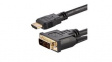 HDMIDVIMM6  Video Cable, HDMI Plug - DVI Plug, 1.8m