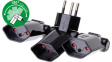 130927 Foldable plug-in socket clip-clap, 3 x Type J (T13), Black