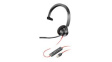 214011-01 USB-C Headset, Blackwire 3300, Mono, On-Ear, 20kHz, USB, Black