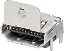 1-1747981-1, Соединитель HDMI SMD с фланцем, TE connectivity
