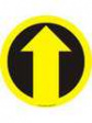 RND 605-00158 Arrow Sign, Safety Condition, Round, Black on Yellow, Plastic, 1pcs