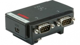 12.02.1002, Converter/Server DIN Rail USB 2.0 to 2 Port RS232 Mini USB - 2x DB9 Male, Roline