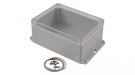 RP1240BFC, Flanged Enclosure with Clear Lid 165x125x75mm Off-White Polycarbonate IP65, Hammond