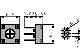 3362P-1-473LF, Подстроечное устройство Cermet 47 kΩ линейный 500 mW, Bourns