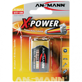 X-POWER 9V, Первичная батарея 9 V 6LR61/1604LC, Ansmann