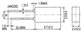 1533UYD/S530-A3, СИД желтый прямоугольный 2.4 x 5 mm, Everlight