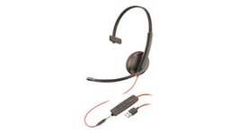 209746-201, Headset, Blackwire 3200, Mono, On-Ear, 20kHz, USB/Stereo Jack Plug 3.5 mm, Black, Poly