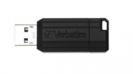 49064, USB Stick, PinStripe, 32GB, USB 2.0, Black, Verbatim