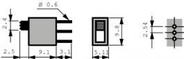 AS13AP, Ползунковые переключатели вкл.-выкл.-вкл. 1P, NKK Switches (NIKKAI, Nihon)