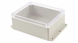 RP1285BFC, Flanged Enclosure with Clear Lid 186x146x75mm Light Grey ABS/Polycarbonate IP65, Hammond