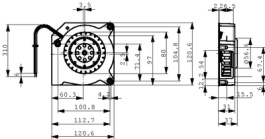 RL 90-18/12 N, Радиальный вентилятор для постоянного тока 121 x 121 x 37 mm 12 VDC, Ebmpapst