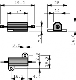 HS25 1K0 F, Проволочный резистор 1 kΩ 25 W ± 1 %, Arcol