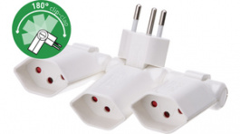 130928, Foldable plug-in socket clip-clap, 3 x Type J (T13), White, Max Hauri