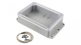 RP1200BFC, Flanged Enclosure with Clear Lid 145x105x40mm Off-White Polycarbonate IP65, Hammond
