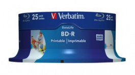 43811, Blu-ray BD-R 25 GB Spindle of 25, Verbatim