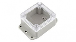 RP1025BFC, Flanged Enclosure with Clear Lid 65x60x40mm Light Grey ABS/Polycarbonate IP65, Hammond