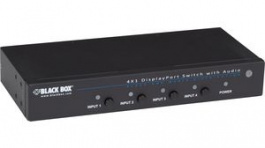 AVSW-DP4X1A, 4 x 1 DisplayPort Switch with Serial & Audi, Black Box