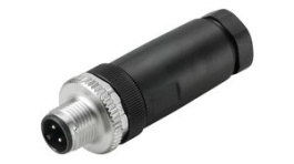 1807340000, M12 Straight Plug Sensor Connector, 4 Poles, A-Coded, Screw, Weidmuller
