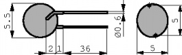 B57164-K153-J, NTC-резистор с выводами 15 kΩ, TDK-Epcos