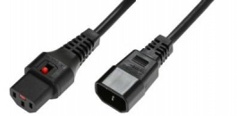 PC1384, IEC LOCK C13 to Male C14 plug, H05VV-F 3 X 1.00mm2, 0.5m, Red, Scolmore