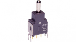 A13JB, Subminiature Toggle Switch, On-Off-On, Soldering Pins / Stra, NKK Switches (NIKKAI, Nihon)