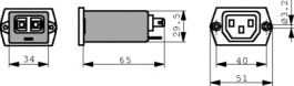 10EBF1, Разъем с сетевым фильтром 10 A 250 VAC, TE connectivity
