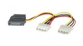 11.03.1040, Power Extension Cable SATA 15-Pin Plug - 2x Molex Female 200mm Multicolour, Roline