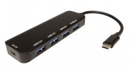 14.99.5039, USB Hub, USB 3.0, USB C Plug, Black, 4x USB A Socket/USB C Socket - USB C Plug, Value