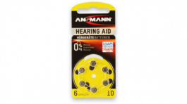 HEARING AID AZA10 BLISTER6, Hearing-aid battery 1.45 V 100 mAh, Ansmann